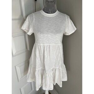 Old Navy Dress Womens XS  White Short Sleeve Swing Tiered T Shirt Mini Knit